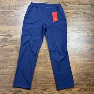 NWT Camel Crown Pants Mens Med Blue Softshell Fleece Lined Elastic Waist Hiking